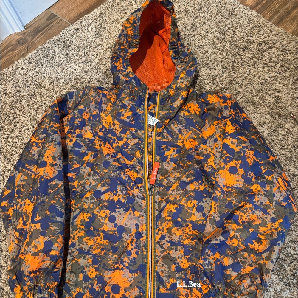 L.L. Bean Kids' Vibrant Camo Raincoat size 6x-7